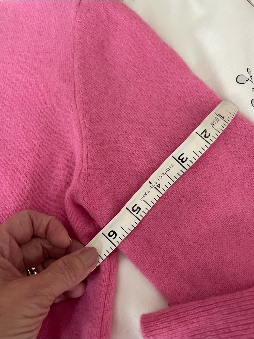 Hudson North Cashmere Crewneck Button-Front Sweater - Pink Size S/M - Picture 11 of 11